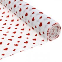 Krepp papír szívekkel Virágárus krepp Anyák napi piros, fehér 50 × 250cm