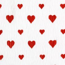 tételeket Krepp papír szívekkel Virágárus krepp anyák napi piros, fehér 50×250cm