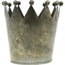tételeket Deco korona antik megjelenés szürke fém asztaldísz Ø15cm H15cm