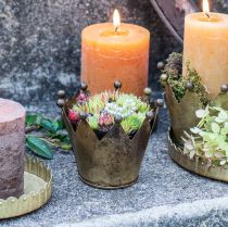 tételeket Korona fém antik megjelenésű sárgaréz teamécses tartó Ø10cm H8cm