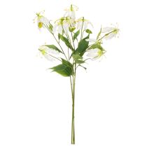 tételeket Művirág Gloriosa, fehér és sárga, elegáns virágág dekorációhoz, 80 cm, 3 darab