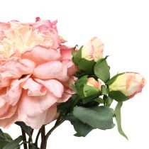 Műrózsa virág és bimbó művirág rózsaszín 57cm