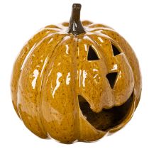 tételeket Kerámia tök arccal, LED díszítéssel, Halloween, 19cm