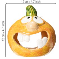 tételeket Tök díszfigura és mécsestartó, vicces arc, őszi dekoráció, 12 cm, 2 darab
