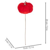 tételeket Dekoratív tök dróton, őszi dekoráció, bársony, háromszínű szett, 8cm, 9 darab