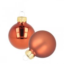 tételeket Mini karácsonyi labdák üveg rozsdavörös matt/fényes Ø2cm 44db