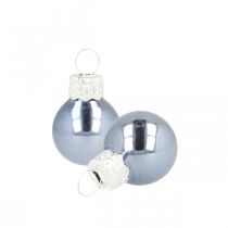 Mini karácsonyi golyók üveg kék matt/fényes Ø2cm 44 db
