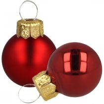 Mini karácsonyi golyók üveg piros matt/fényes Ø2cm 44 db