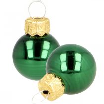 Mini karácsonyi labdák üvegzöld matt/fényes Ø2cm 44db