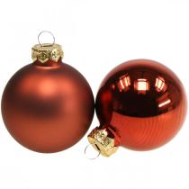 Karácsonyi labdák üveg rozsda piros golyók matt/fényes Ø4cm 60db