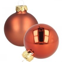 Karácsonyi labdák üveg rozsdavörös matt fényes Ø5,5cm 26db