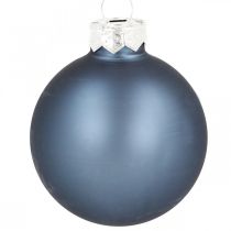 Karácsonyi golyók üveg kék matt fényes Ø5,5cm 26db