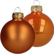 Karácsonyi díszek üveg narancssárga matt fényes Ø5,5cm 26db