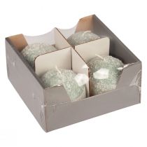 tételeket 4 db-os zöld golyógyertya szett, 8 cm-es csillámos hógolyó karácsonyi dekorációs adventi gyertyák