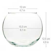 tételeket Golyóváza Üvegváza Átlátszó Kerek Asztali Váza Virágváza Ø15,5cm H12,5cm