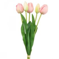 tételeket Művirág tulipán rózsaszín, tavaszi virág 48cm 5 db-os köteg