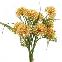 Művirágok sárga allium díszítésű díszhagyma 34cm 3db csokorban