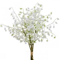 Művirágok, gyöngyvirágok mesterséges díszítése fehér 38cm 5db
