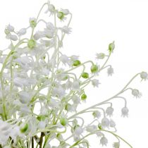 Művirágok, gyöngyvirágok mesterséges díszítése fehér 38cm 5db