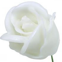 tételeket Műrózsák fehér viasz rózsák dekoratív rózsák viasz Ø6cm 18db