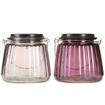 tételeket LED Kerti Világító Üveg Solar függesztő lila Ø10,5cm 2db