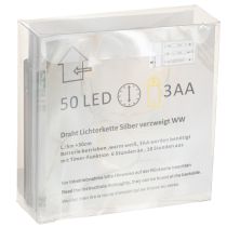 tételeket LED-es fényfüzér, 50 izzó, elemes, 5 m, meleg fehér