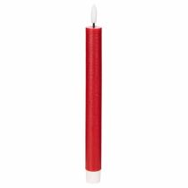 tételeket LED-es kúpos gyertya, piros, meleg fehér fénnyel, 24 cm, 2 darab