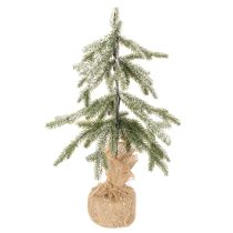 tételeket Műnövény hóval, LED karácsonyfa jutazsákban, elemes, beltéri használatra, 50cm
