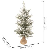 tételeket Műfenyő hóval, jutazsákban, 40 LED, beltéri használatra, 85 cm