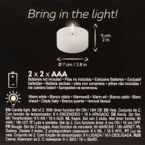 tételeket LED XL Teamécses Fehér Valódi Viasz Időzítővel Meleg Fehér 6cm 2db