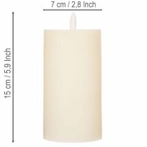 tételeket LED oszlopgyertya valódi viaszból, fehér színben, időzítő funkcióval, meleg fehér, 15 cm