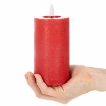 tételeket LED oszlopgyertya piros színben, időzítővel és meleg fehér fénnyel, valódi viaszból, 15 cm