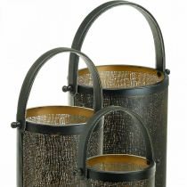 tételeket Dekoratív lámpák, lámpás fém lyukmintás H35,5/31/25cm 3 db-os készlet