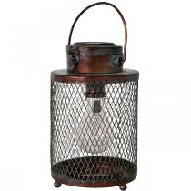 Fém lámpa, napelemes lámpa, LED, antik megjelenés Ø13,5cm H28,5cm