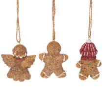 tételeket Dekoratív Függődíszek, Mesterséges Mézeskalács Figurák, 7 cm, 3 Darab