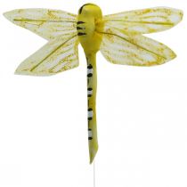 Nyári dekoráció, dróton szitakötők, dekoratív rovarok sárga, zöld, kék SZ10,5cm 6db
