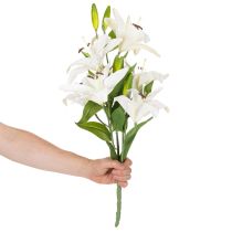 tételeket Műliliomok, 6 fehér virág, valósághű virágzó ág, 66 cm