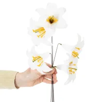 tételeket Műliliom virág, fehér, dróton, közepes méret, 35 cm, 5 darab