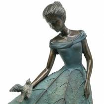 Kerti figura lány virágruhában bronz/zöld H52,5cm