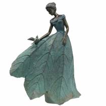 Kerti figura lány virágruhában bronz/zöld H52,5cm