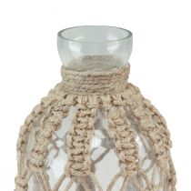 tételeket Makramé üveg üveg dekoratív váza natúr juta Ø10,5cm H26cm