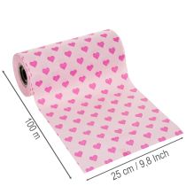 tételeket Szív mintás mandzsettapapír, rózsaszín, 25 cm, 100 m