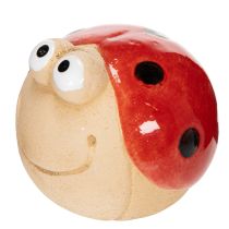 tételeket Katicabogár dekoratív kerámia figura vidám kerti dekorációhoz és ablakpárkányokhoz, 7 cm, 3 darab