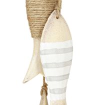 tételeket Tengeri dekorációs akasztó 6 db fából készült hallal 88cm-es felakasztáshoz