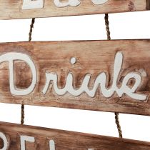 tételeket Tengerészeti faldekoráció, fa tábla &quot;Egyél, Igyál, Nyugodj, Légy Boldog&quot; natúr fehér Vintage Shabby Chic 38×54cm