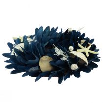 tételeket Tengeri dekoratív koszorú kagylókkal kék natúr színekben Ø27cm