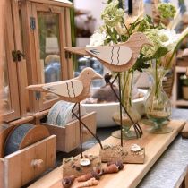 tételeket Tengeri dekoráció, deco sirály fából, kopott sikkes, kék-fehér H32cm