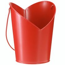 tételeket Fém virágtartó szívdísz nyéllel piros Ø12cm H15/9cm