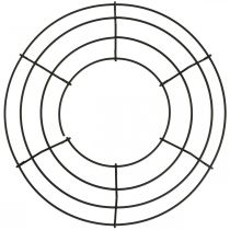 Fém koszorú fekete asztaldísz drótkoszorú Ø30cm H3,5cm