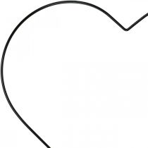 Fém gyűrű szív alakú, függő dekoráció fém, deco hurok fekete SZ32,5cm 3db